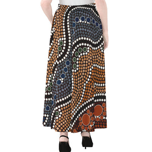 Australia River Aboriginal Dot Print Chiffon Maxi Skirt