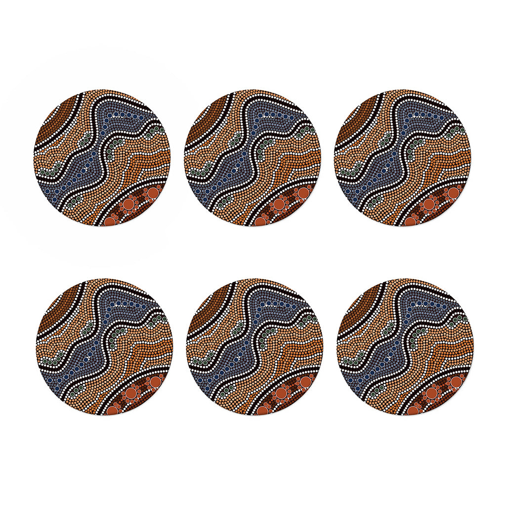 Australia River Aboriginal Dot Print Coaster Set