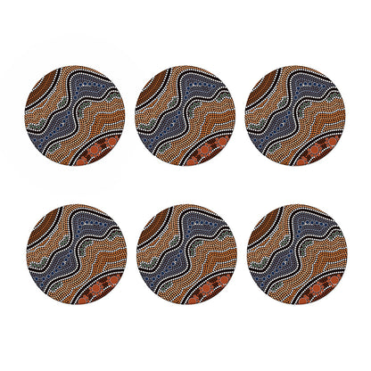 Australia River Aboriginal Dot Print Coaster Set