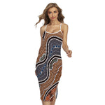 Australia River Aboriginal Dot Print Cross Back Cami Dress