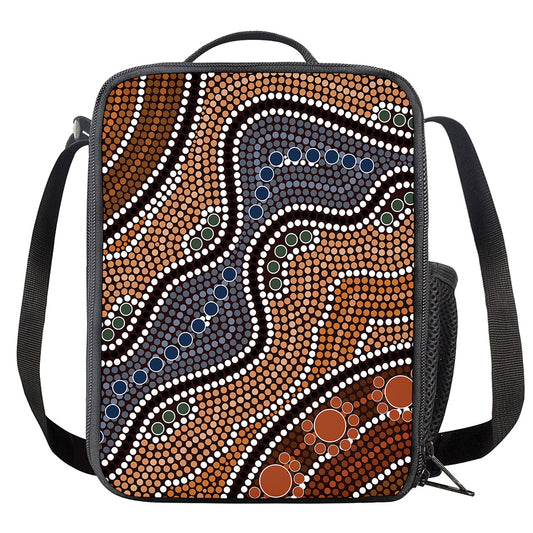 Australia River Aboriginal Dot Print Crossbody Lunch Bag