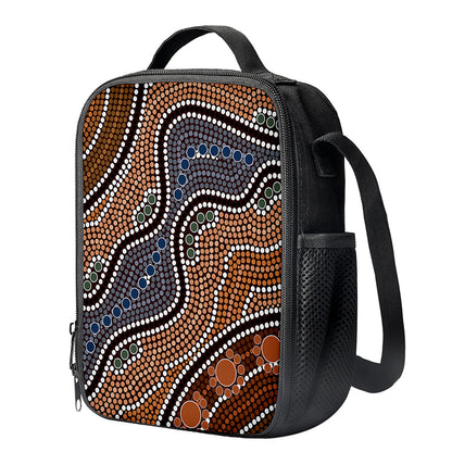 Australia River Aboriginal Dot Print Crossbody Lunch Bag
