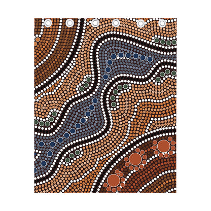 Australia River Aboriginal Dot Print Curtain