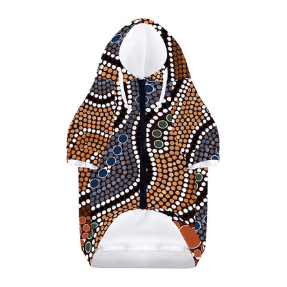 Australia River Aboriginal Dot Print Dog Zip Up Hoodie