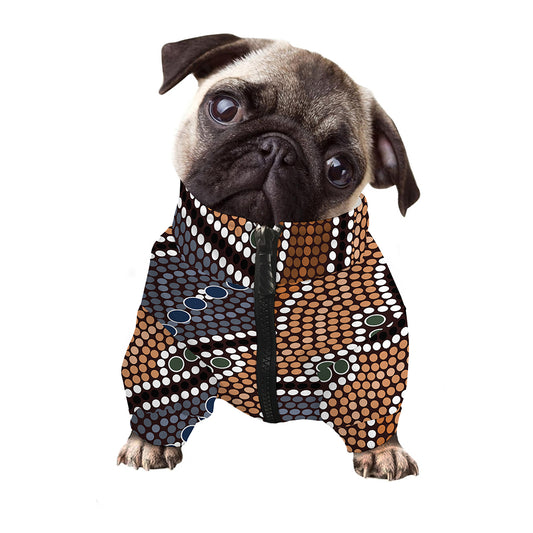 Australia River Aboriginal Dot Print Dog Zip Up Jacket