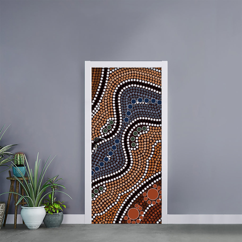 Australia River Aboriginal Dot Print Door Sticker