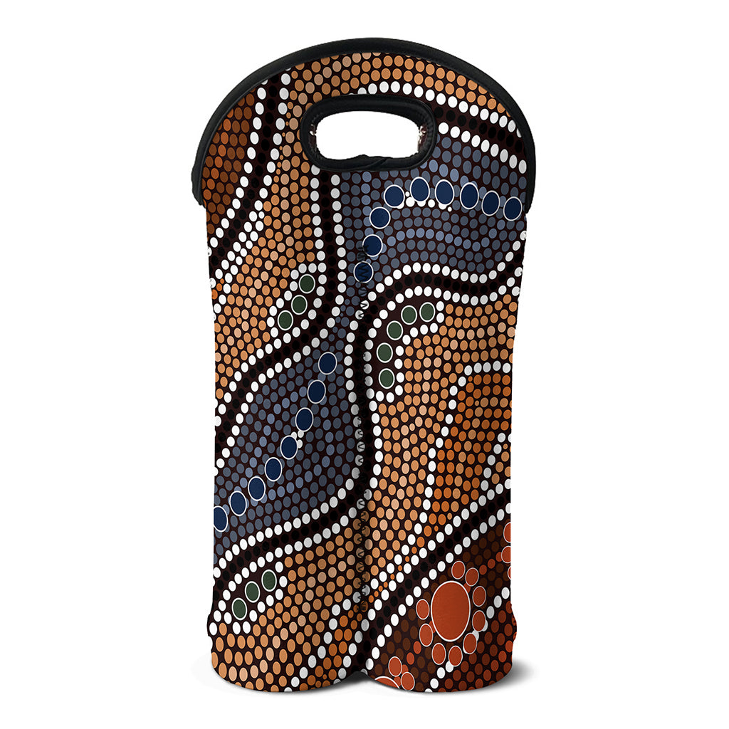 Australia River Aboriginal Dot Print Double Neoprene Wine Tote