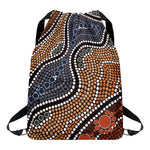 Australia River Aboriginal Dot Print Drawstring Backpack