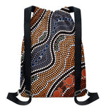Australia River Aboriginal Dot Print Drawstring Backpack