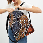 Australia River Aboriginal Dot Print Drawstring Backpack