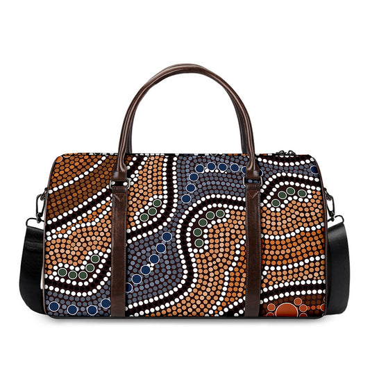 Australia River Aboriginal Dot Print Duffle Bag