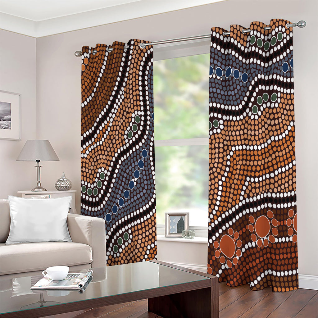 Australia River Aboriginal Dot Print Extra Wide Grommet Curtains