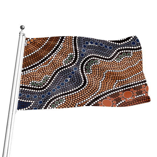 Australia River Aboriginal Dot Print Flag