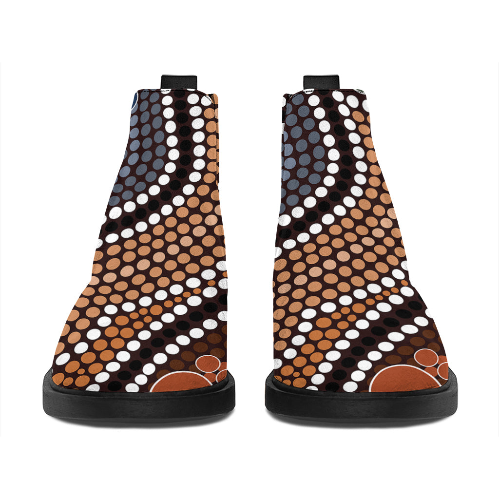 Australia River Aboriginal Dot Print Flat Ankle Boots