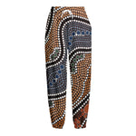 Australia River Aboriginal Dot Print Fleece Lined Knit Pants
