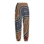 Australia River Aboriginal Dot Print Fleece Lined Knit Pants