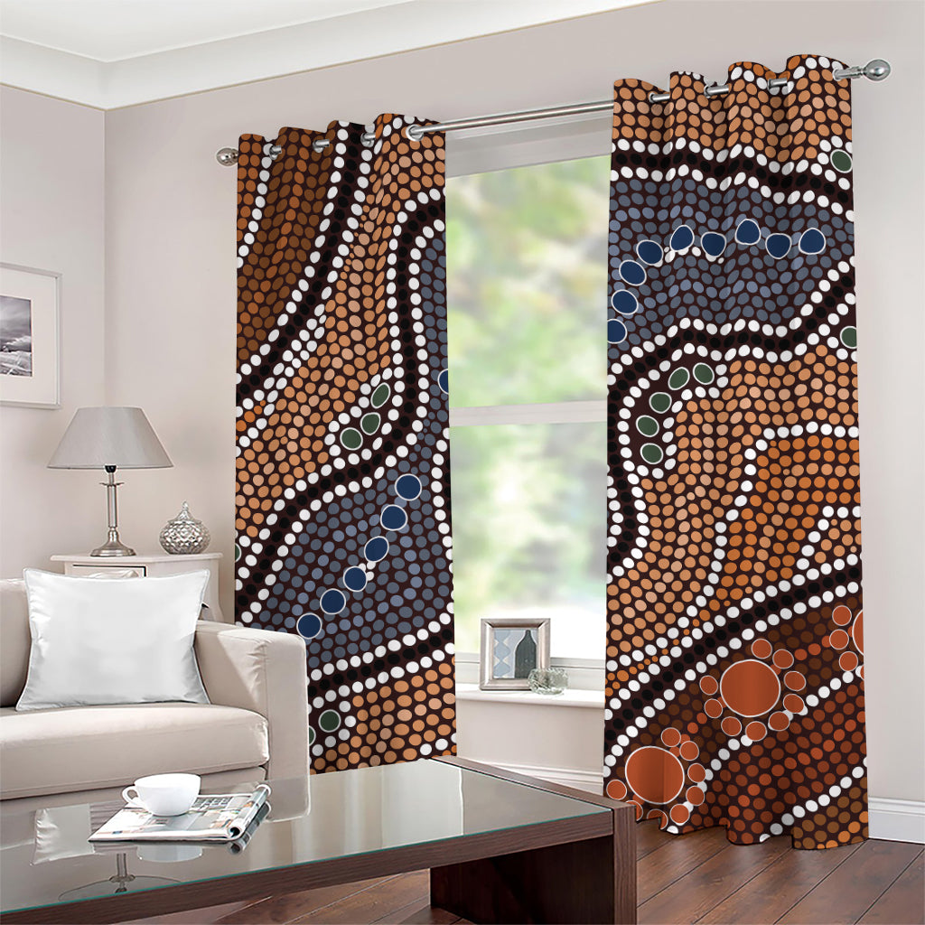 Australia River Aboriginal Dot Print Grommet Curtains