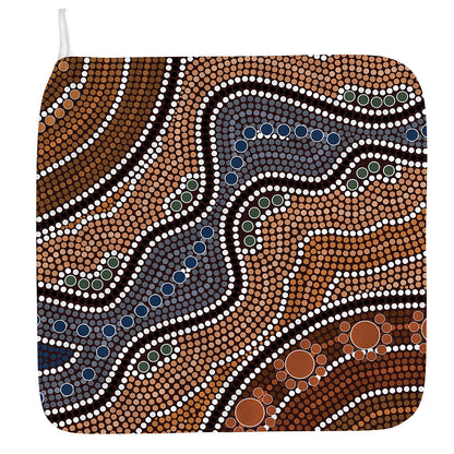 Australia River Aboriginal Dot Print Hand Towel