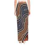 Australia River Aboriginal Dot Print High Slit Maxi Skirt