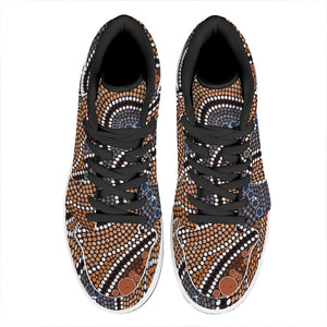 Australia River Aboriginal Dot Print High Top Leather Sneakers