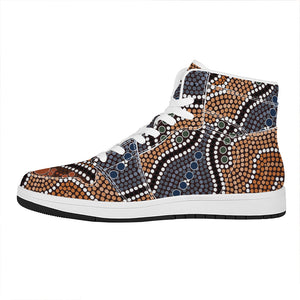 Australia River Aboriginal Dot Print High Top Leather Sneakers