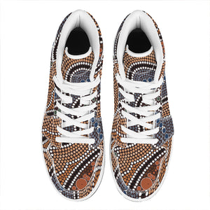 Australia River Aboriginal Dot Print High Top Leather Sneakers