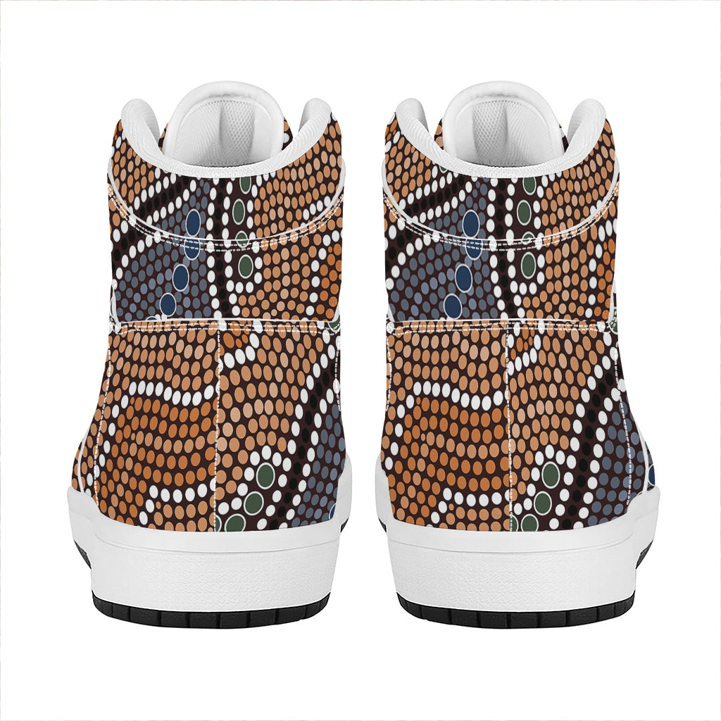 Australia River Aboriginal Dot Print High Top Leather Sneakers