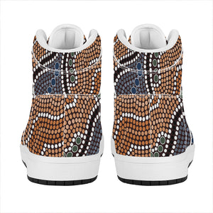 Australia River Aboriginal Dot Print High Top Leather Sneakers