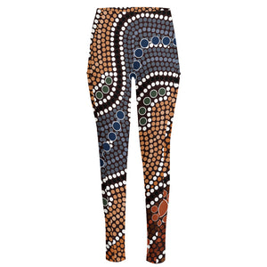 Australia River Aboriginal Dot Print High-Waisted Pocket Leggings