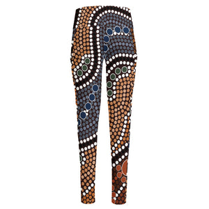 Australia River Aboriginal Dot Print High-Waisted Pocket Leggings