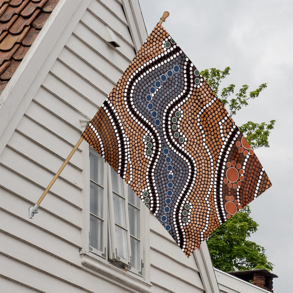Australia River Aboriginal Dot Print House Flag