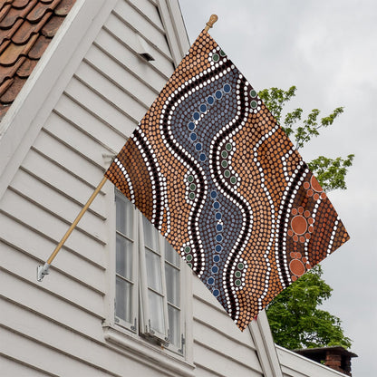 Australia River Aboriginal Dot Print House Flag
