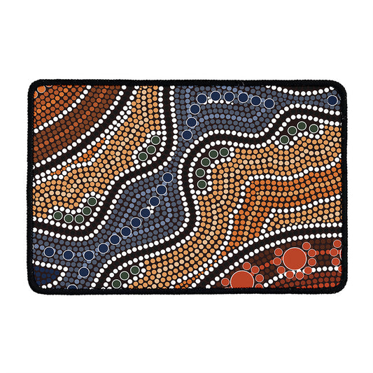 Australia River Aboriginal Dot Print Kitchen Mat