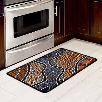 Australia River Aboriginal Dot Print Kitchen Mat