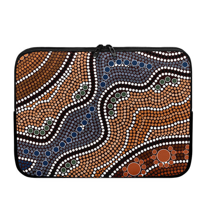 Australia River Aboriginal Dot Print Laptop Sleeve