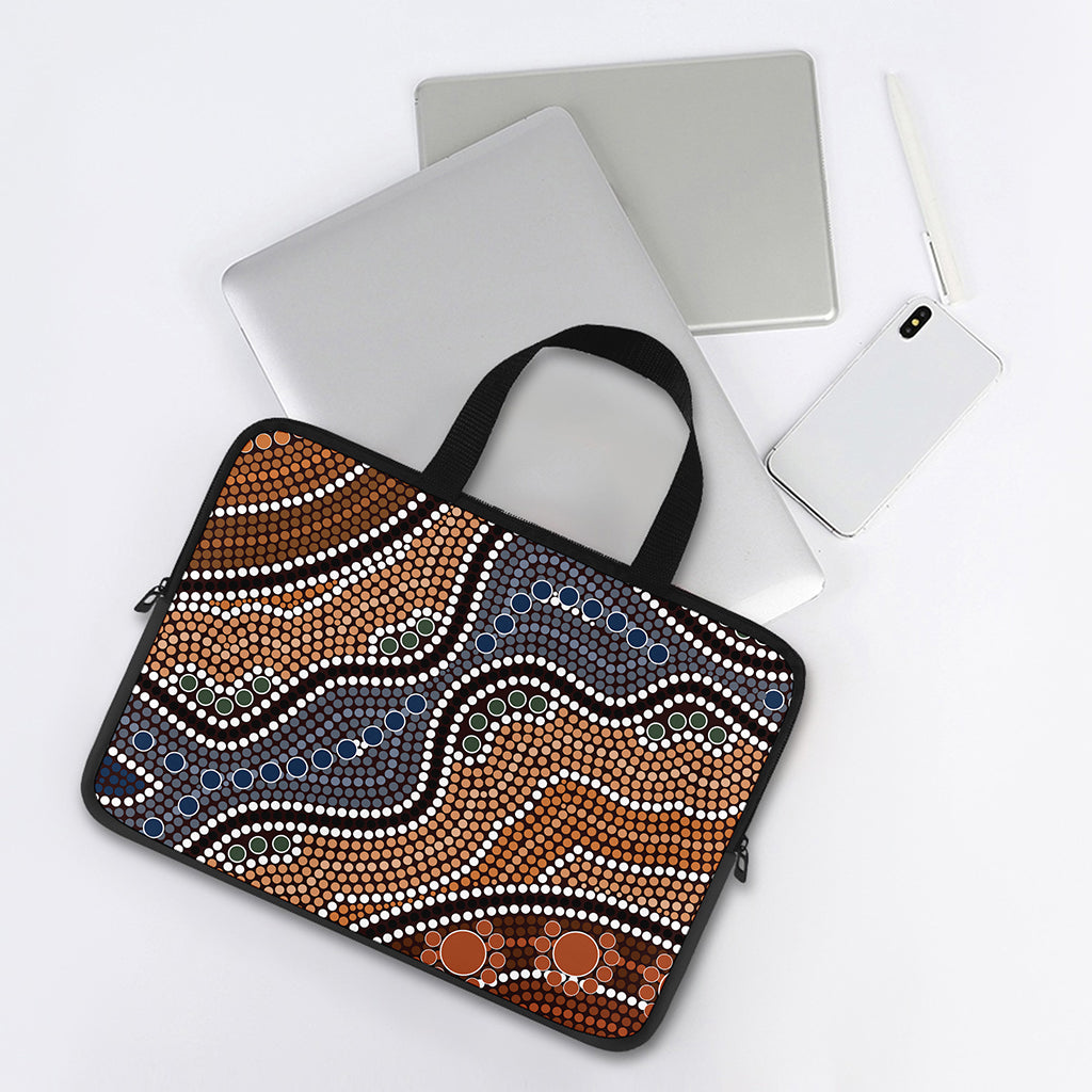 Australia River Aboriginal Dot Print Laptop Sleeve With Handle