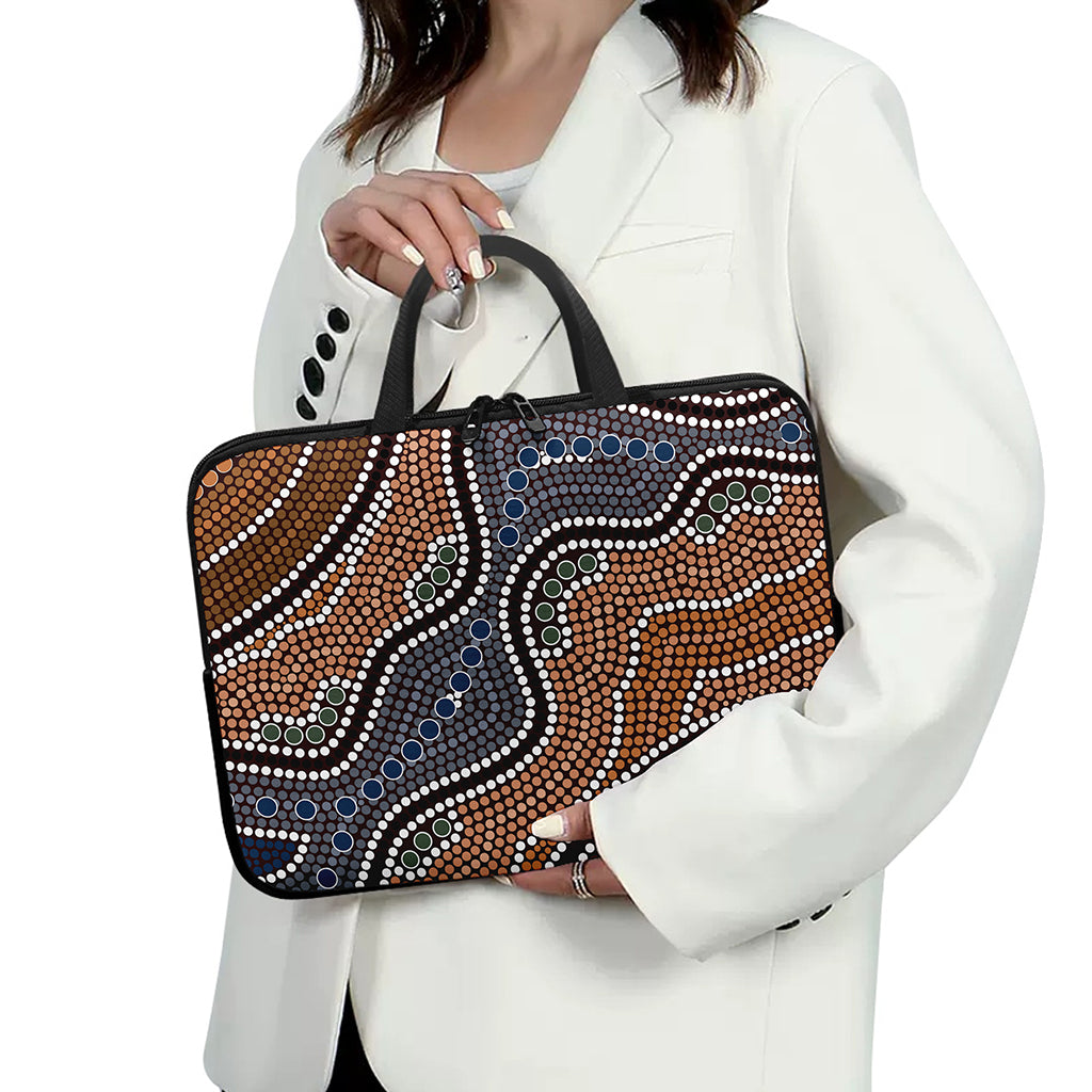 Australia River Aboriginal Dot Print Laptop Sleeve With Handle