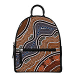 Australia River Aboriginal Dot Print Leather Backpack