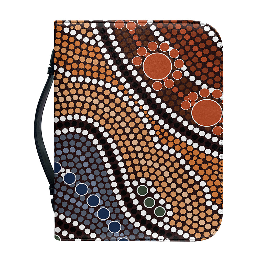 Australia River Aboriginal Dot Print Leather Bible Cover