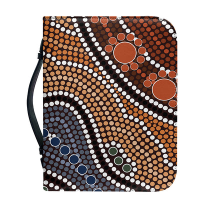 Australia River Aboriginal Dot Print Leather Bible Cover