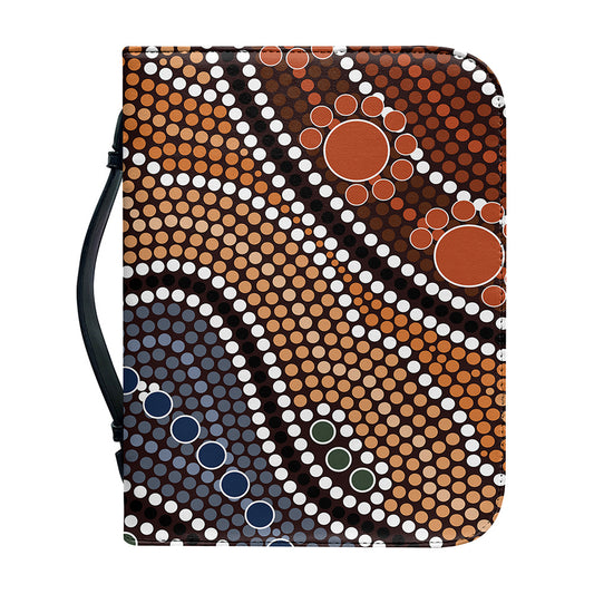 Australia River Aboriginal Dot Print Leather Bible Cover