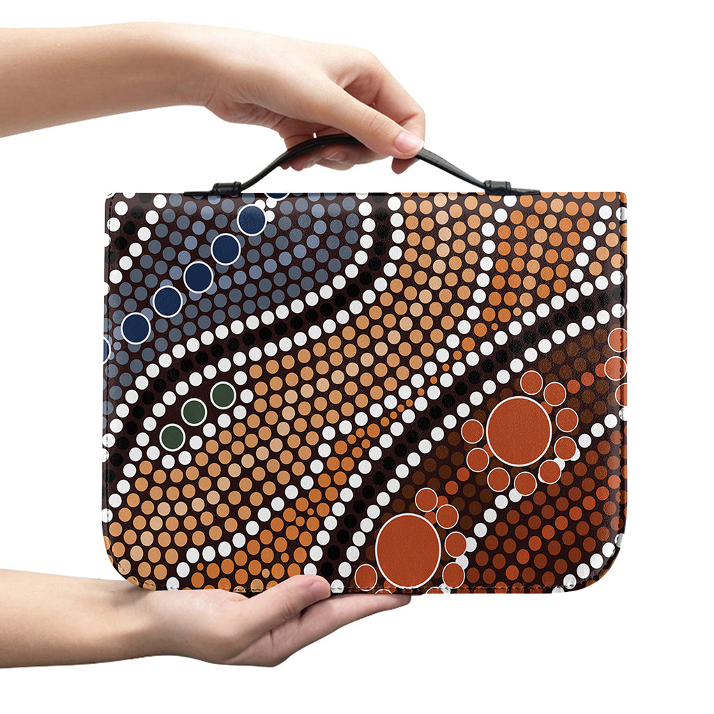 Australia River Aboriginal Dot Print Leather Bible Cover