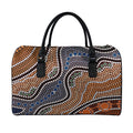 Australia River Aboriginal Dot Print Leather Duffel Bag