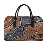 Australia River Aboriginal Dot Print Leather Duffle Bag