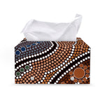 Australia River Aboriginal Dot Print Leather Tissue Box Cover