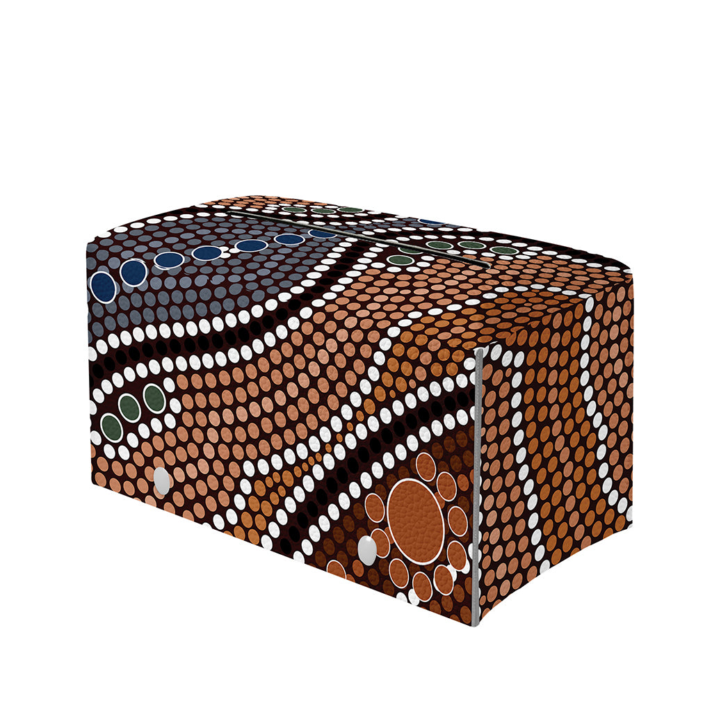Australia River Aboriginal Dot Print Leather Tissue Box Cover