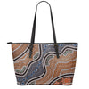 Australia River Aboriginal Dot Print Leather Tote Bag