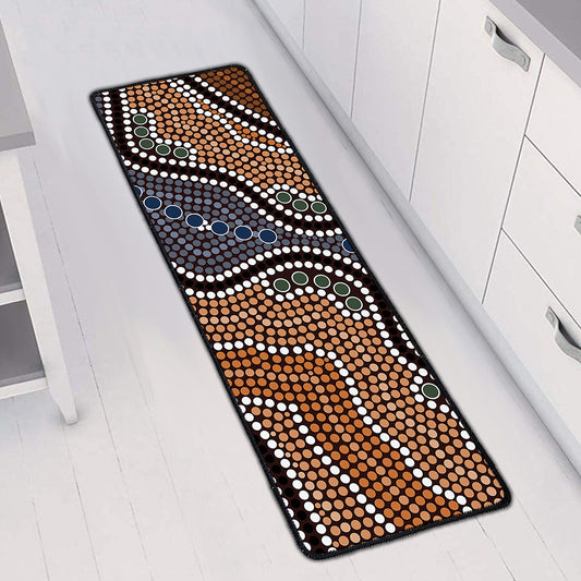 Australia River Aboriginal Dot Print Long Kitchen Mat