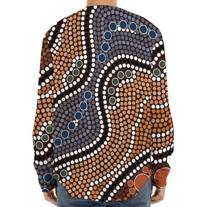 Australia River Aboriginal Dot Print Long Sleeve Baseball Jersey