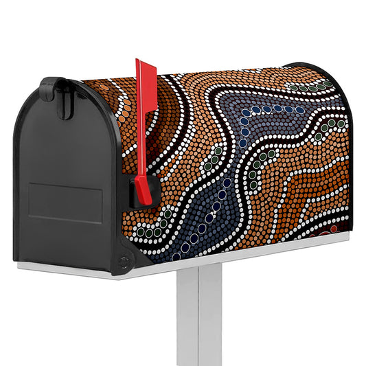 Australia River Aboriginal Dot Print Mailbox Cover